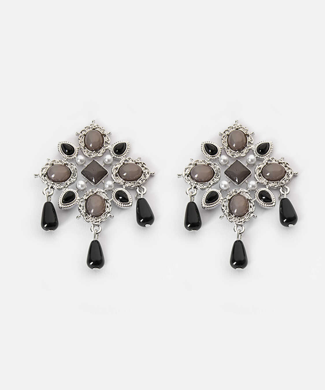 Kombine boncuklu metal küpe - IW6260068083122 - Gümüş Küpe