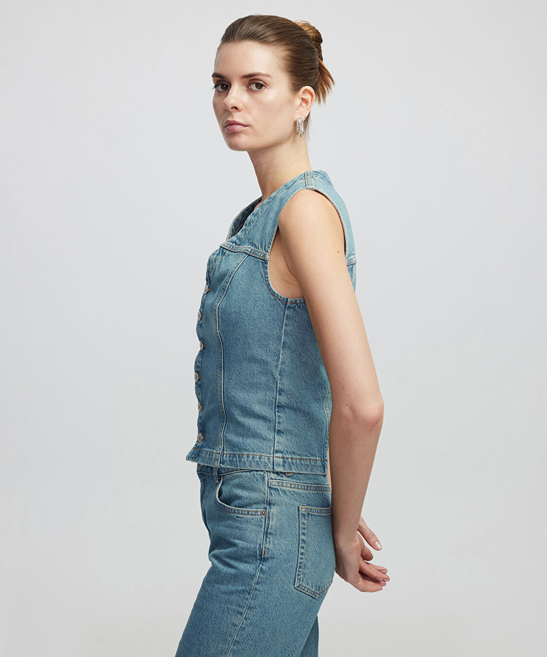 Denim yelek - IS1250007030629 - İndigo Yelek