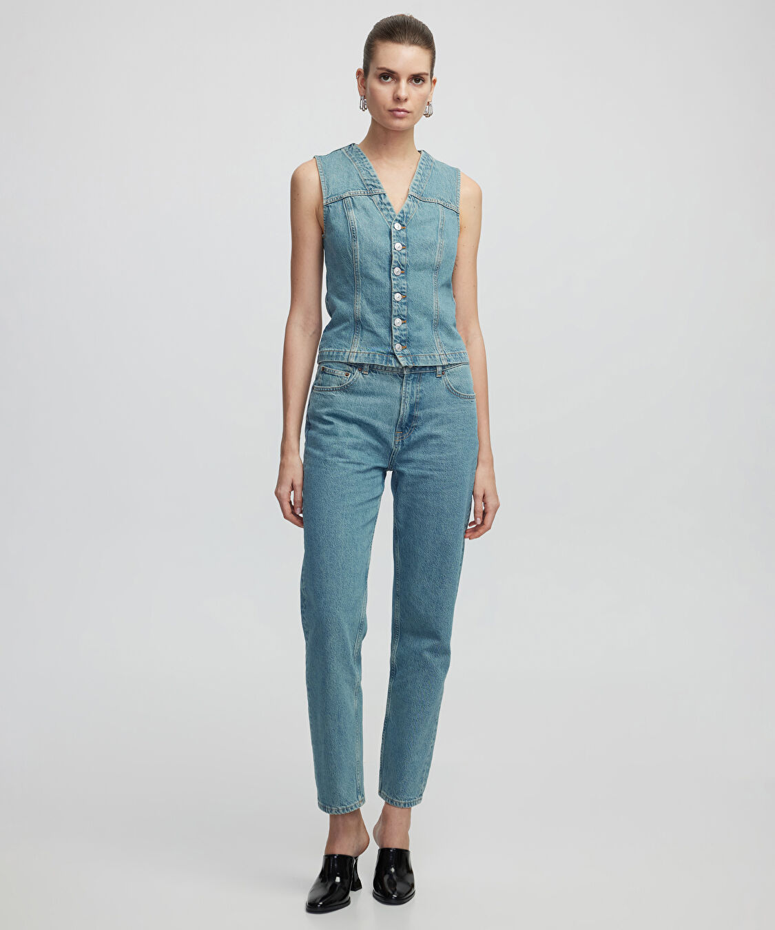 Denim yelek - IS1250007030629 - İndigo Yelek