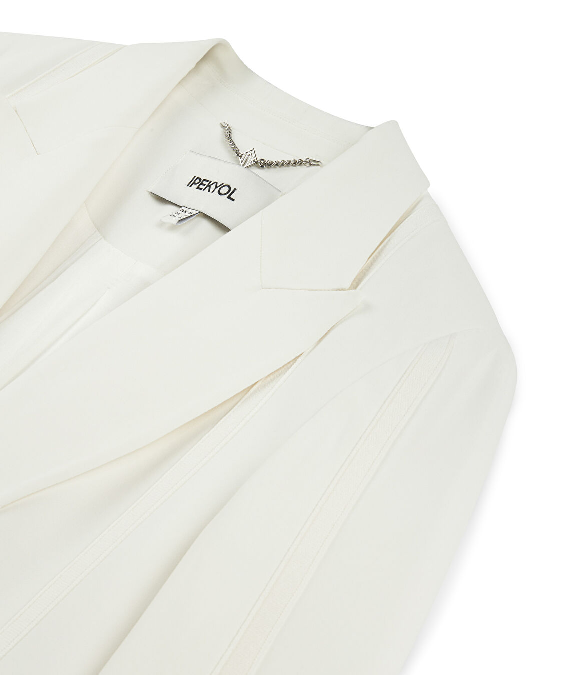 Triko şerit aplikeli blazer - IS1250106016018 - Ekru Blazer