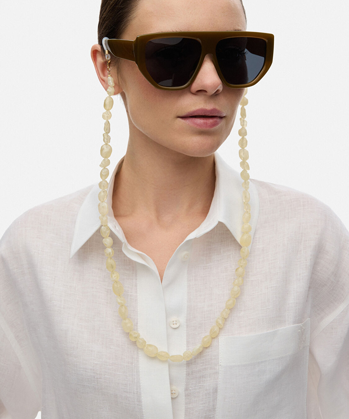 Boncuklu gözlük ipi - IS1250024002018 - Ekru Gözlük İpi