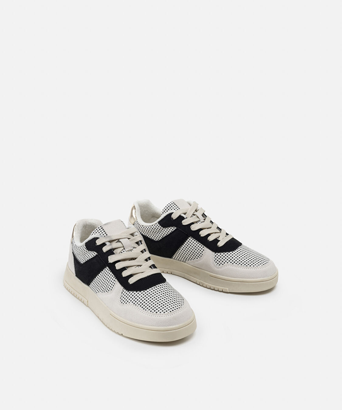 Kontrast dokulu colorblock sneaker - IS1250062019005 - Gri Sneaker