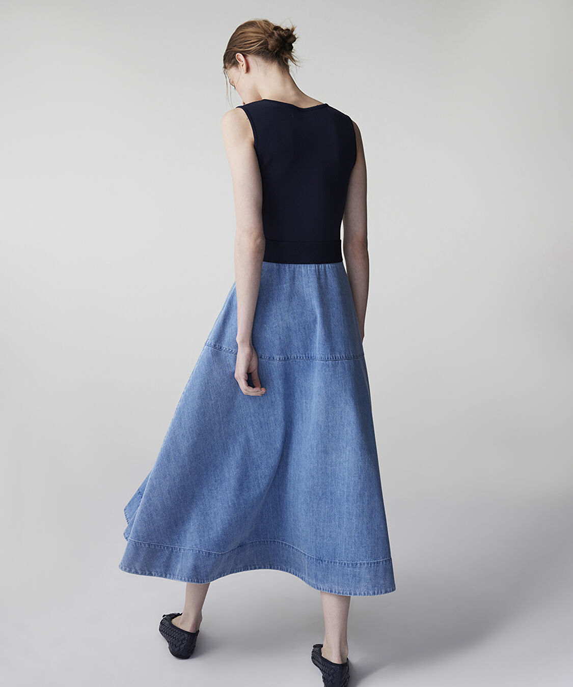 Denim mix elbise - IS1260002224629 - İndigo Elbise