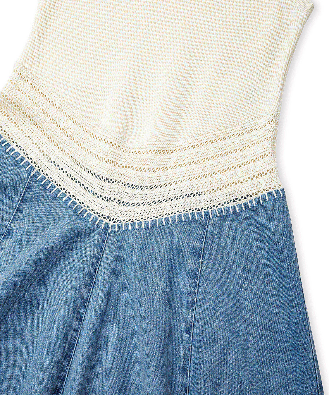 Denim ve triko mix elbise - IS1260002366CC2 - Açık İndigo Elbise