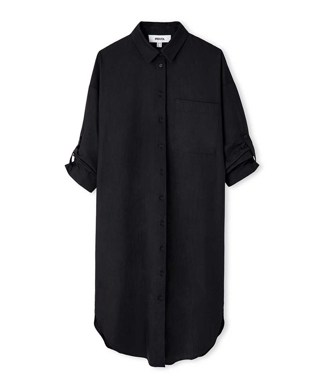 Tek cepli poplin elbise - IS1260002588001 - Siyah Elbise