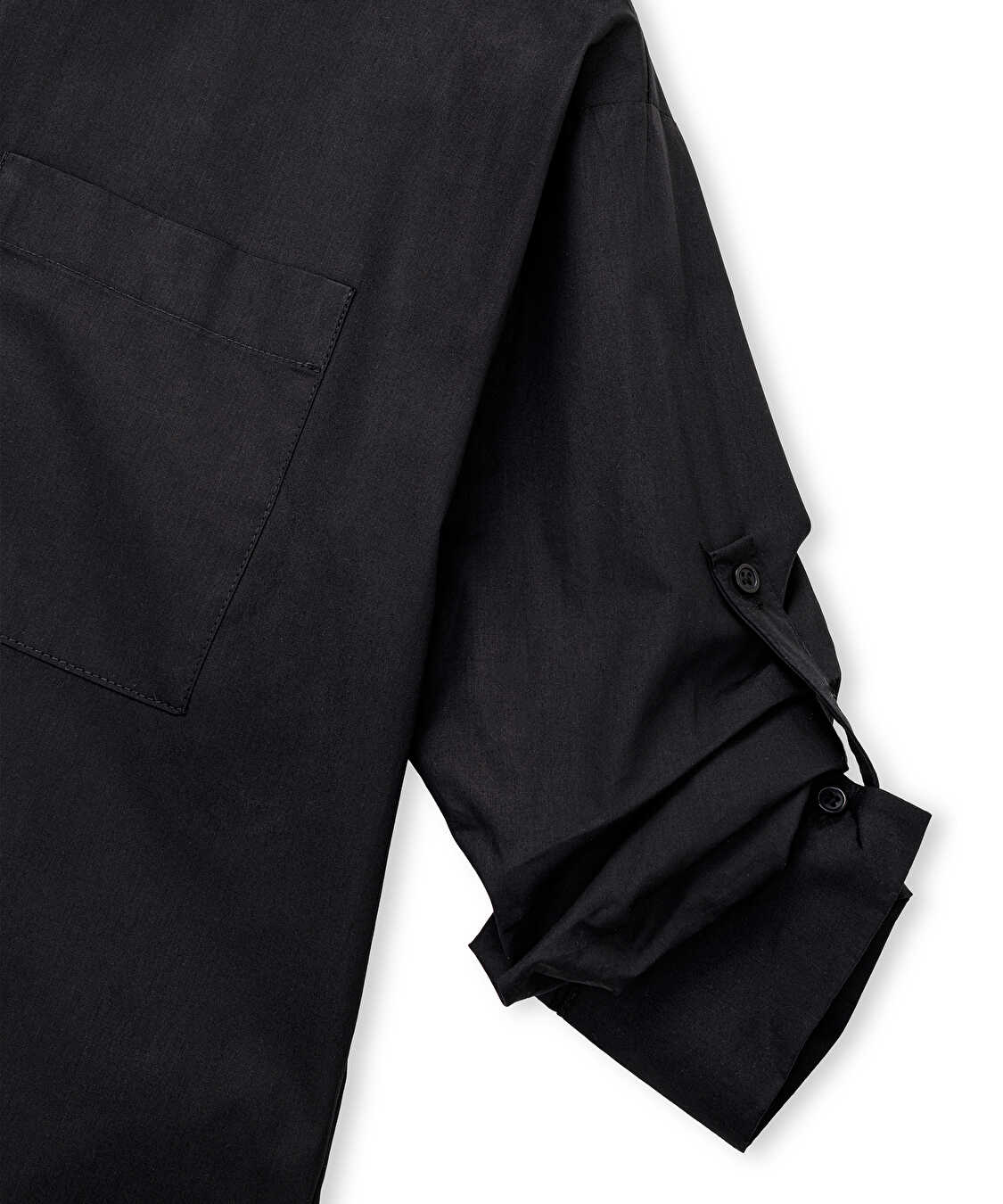 Tek cepli poplin elbise - IS1260002588001 - Siyah Elbise