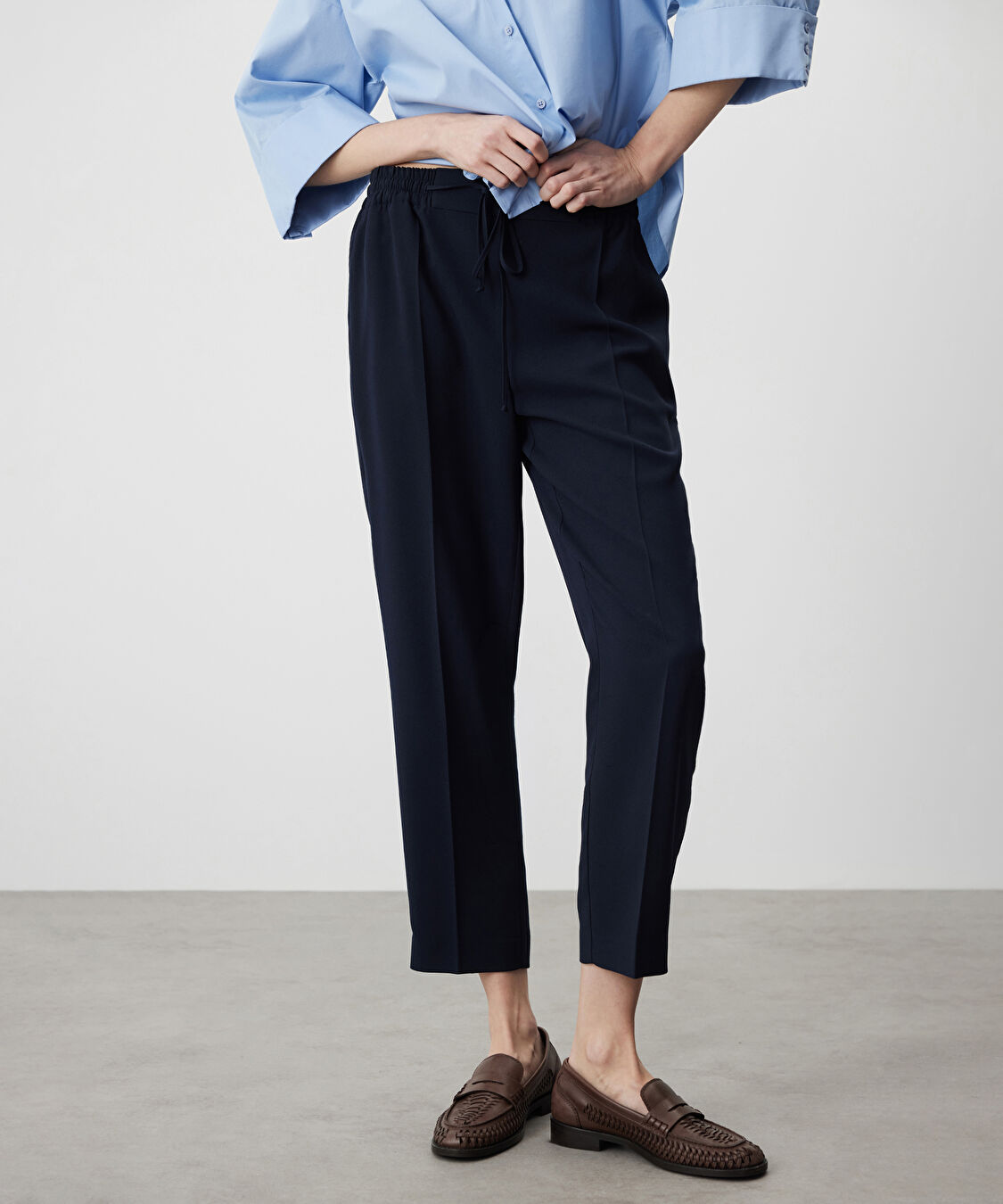 Belden bağlamalı carrot fit pantolon - IS1260003073015 - Lacivert Pantolon