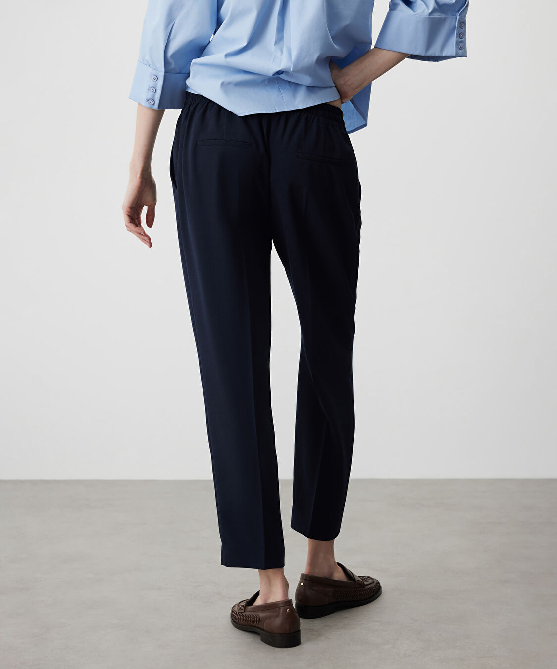 Belden bağlamalı carrot fit pantolon - IS1260003073015 - Lacivert Pantolon