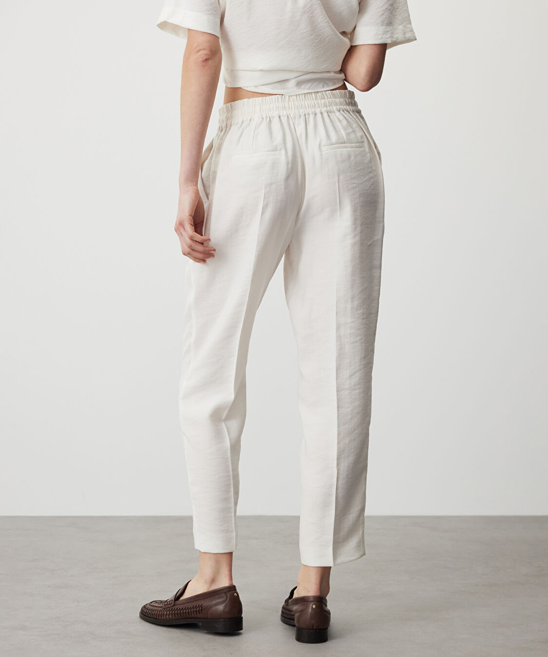 Carrot fit belden bağlamalı pantolon - IS1260003076018 - Ekru Pantolon