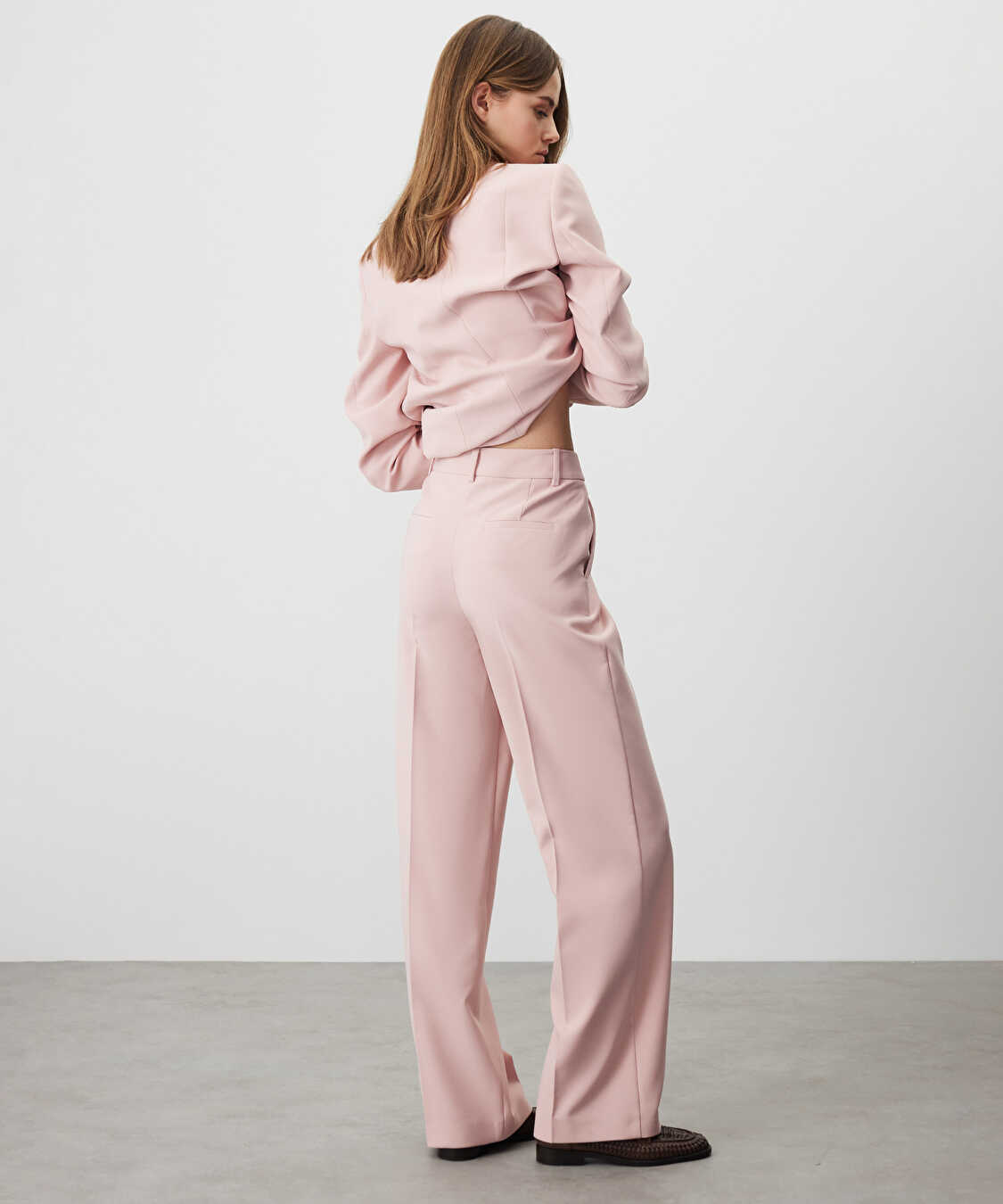 Cepli wide leg fit pantolon - IS1260003082039 - Pudra Pantolon