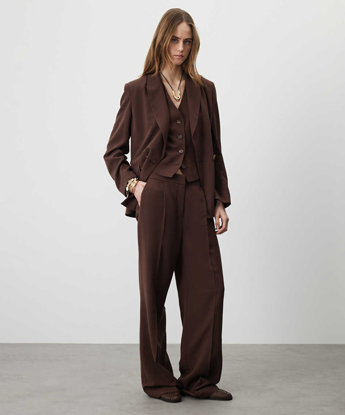 Wide leg fit cepli pantolon - IS1260003088074 - Kahverengi Pantolon
