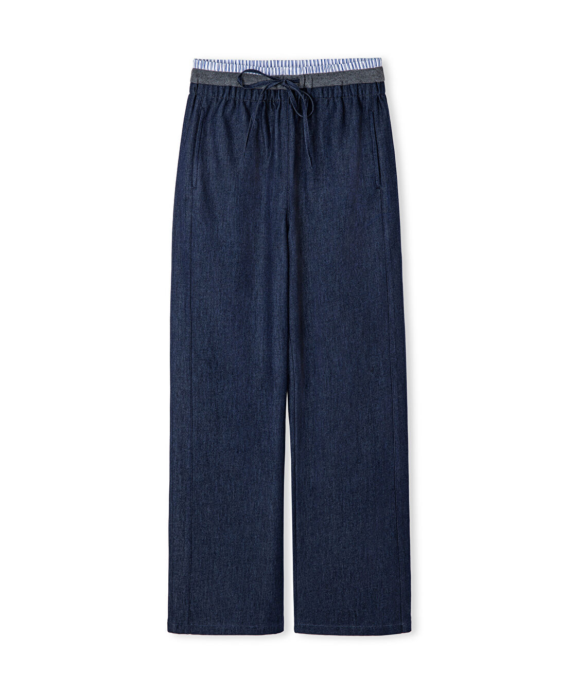 Kontrast bel wide leg pantolon - IS1260003100015 - Lacivert Pantolon