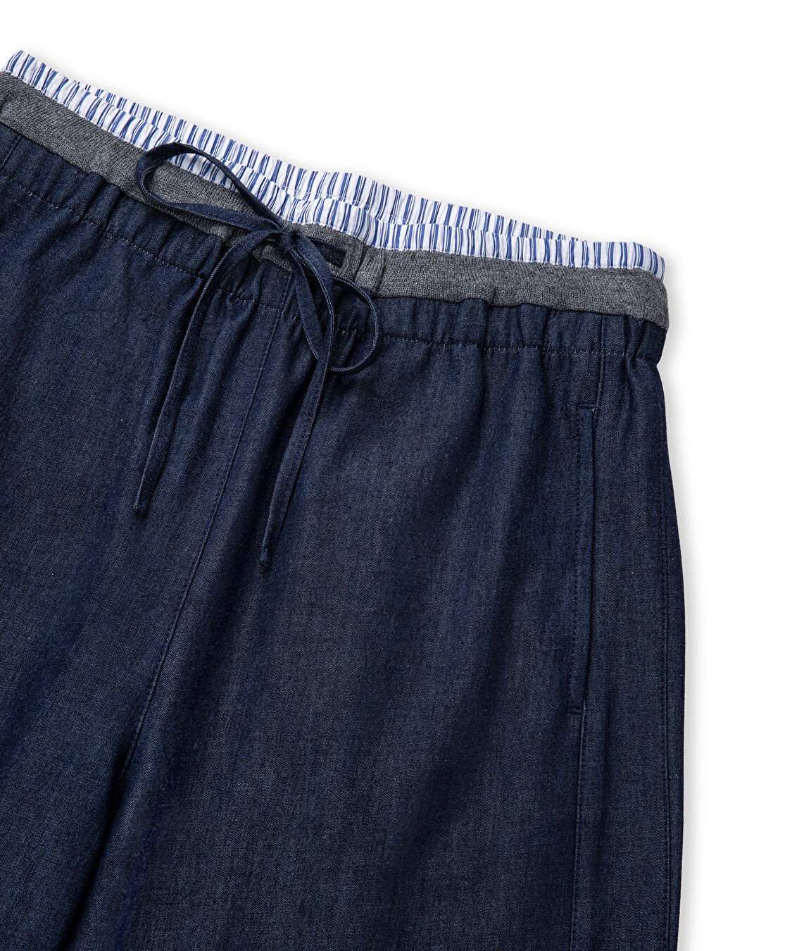 Kontrast bel wide leg pantolon - IS1260003100015 - Lacivert Pantolon