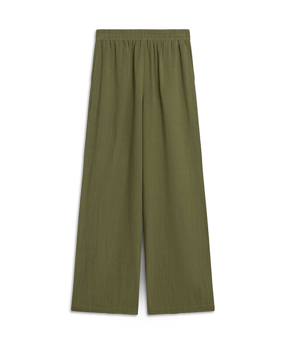 Elastik bel wide leg fit pantolon - IS1260003111022 - Haki Pantolon