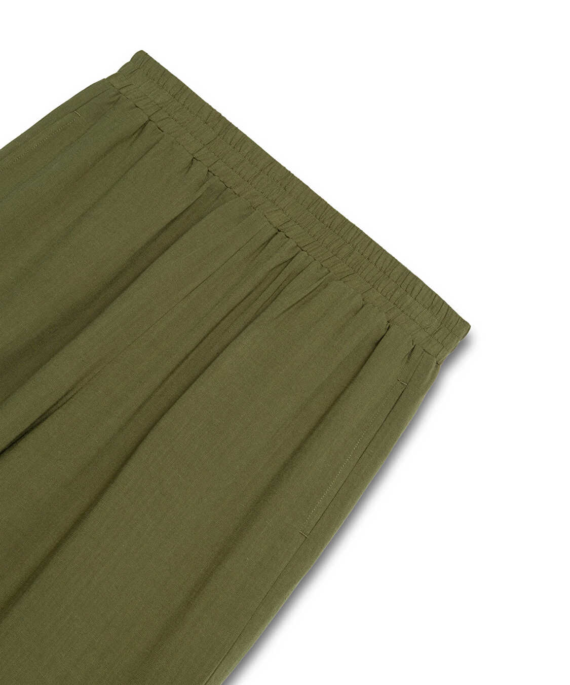 Elastik bel wide leg fit pantolon - IS1260003111022 - Haki Pantolon
