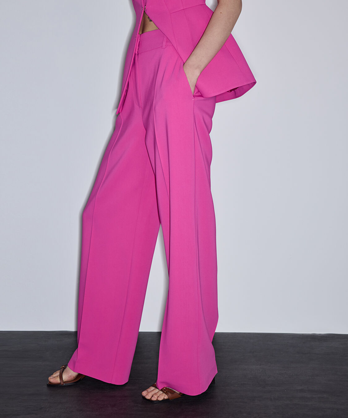 Wide leg fit pantolon - IS1260003118004 - Fuşya Pantolon