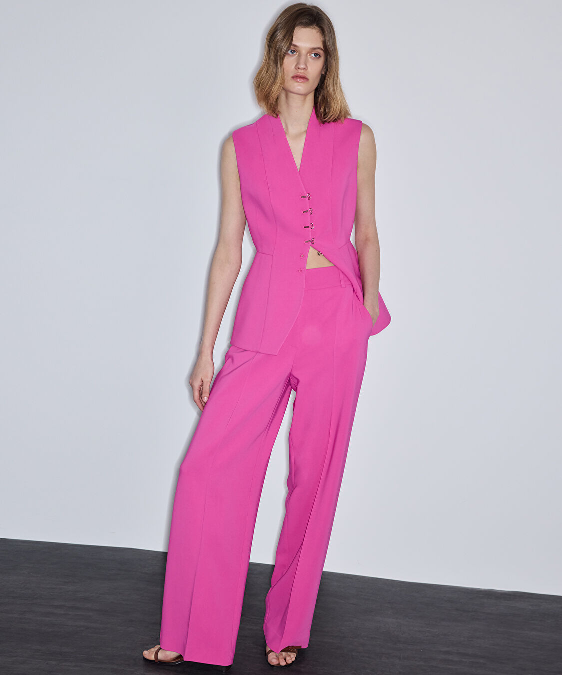 Wide leg fit pantolon - IS1260003118004 - Fuşya Pantolon