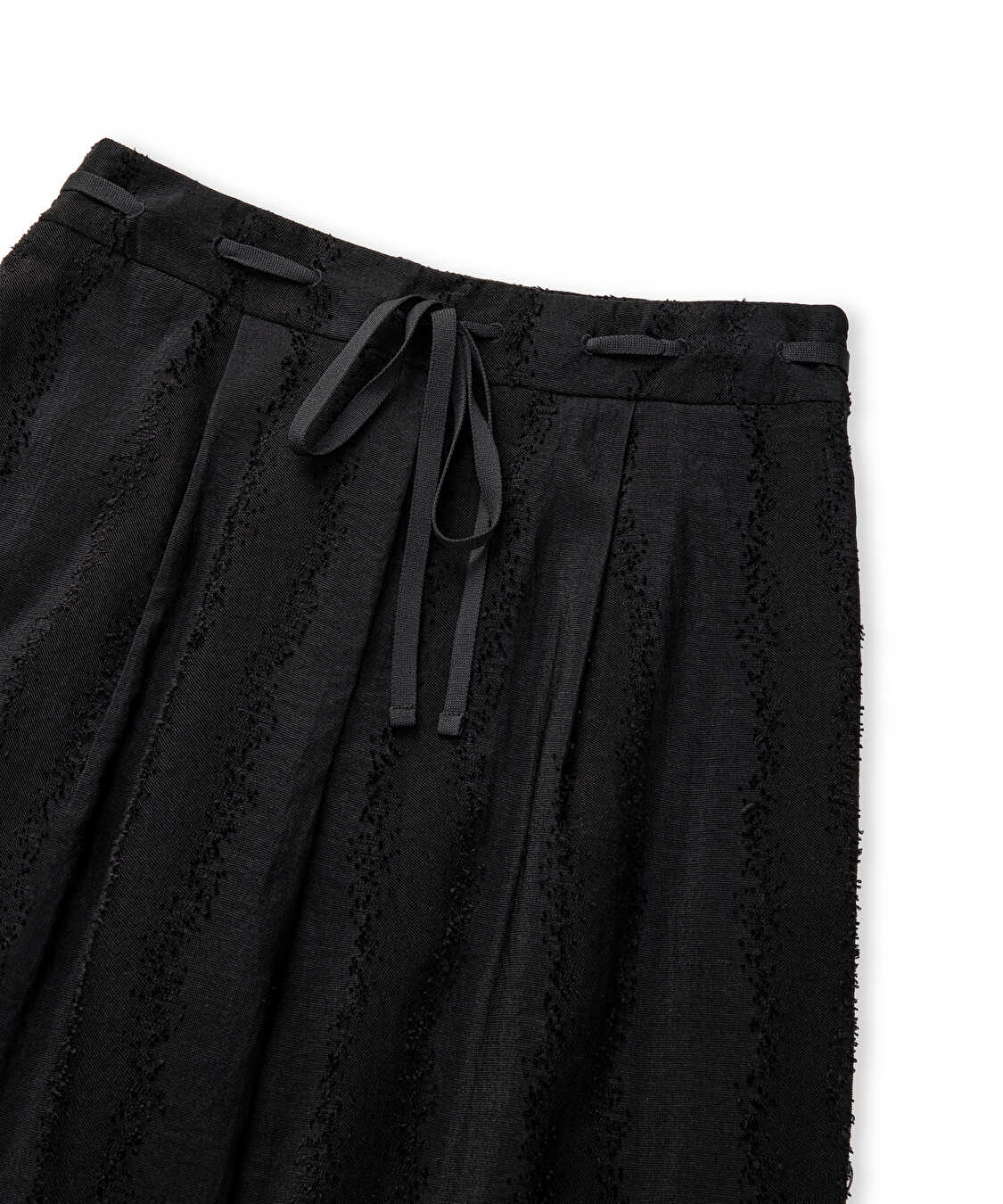 Jakarlı wide leg pantolon - IS1260003119001 - Siyah Pantolon