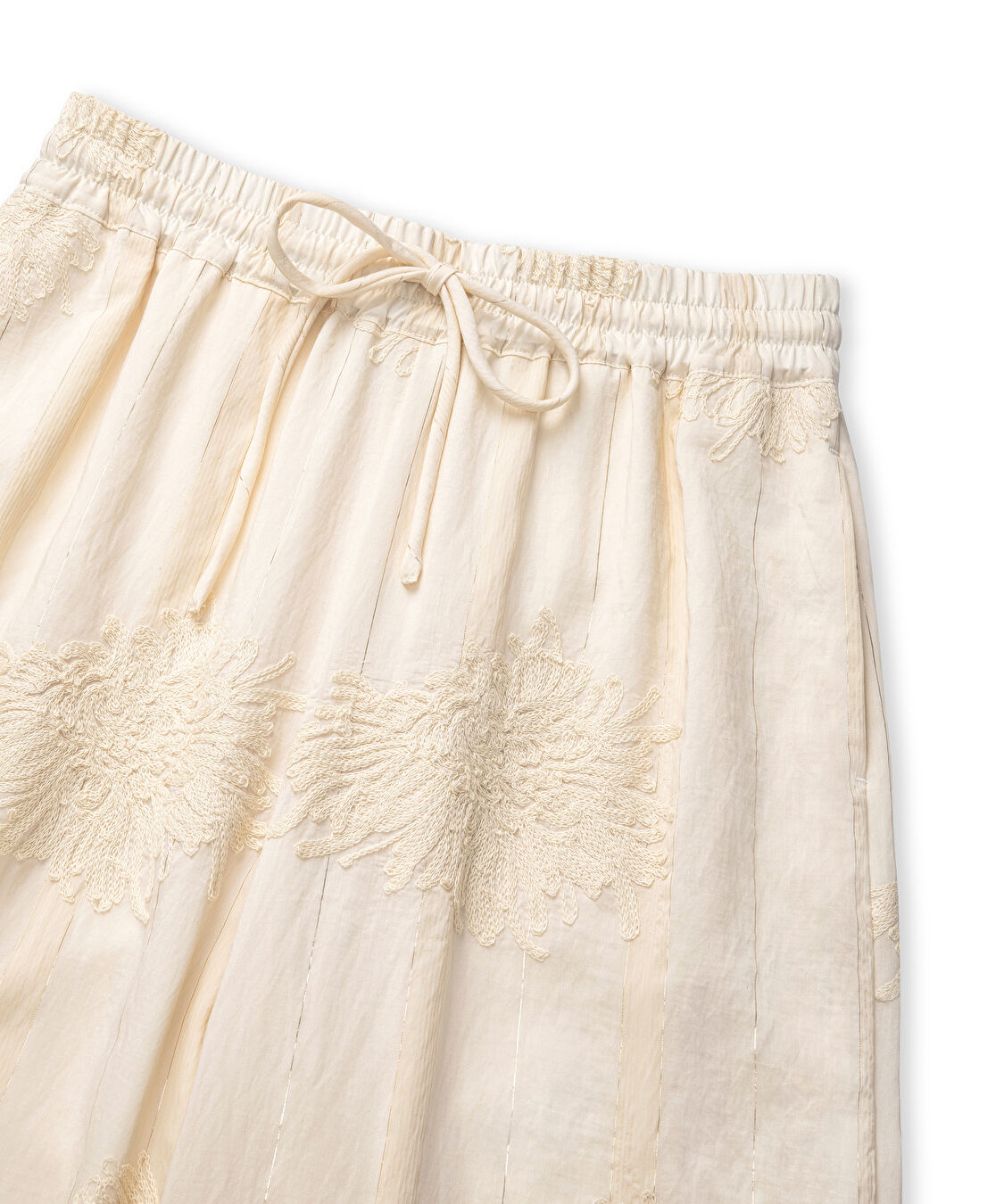 Çiçek nakışlı pantolon - IS1260003153018 - Ekru Pantolon