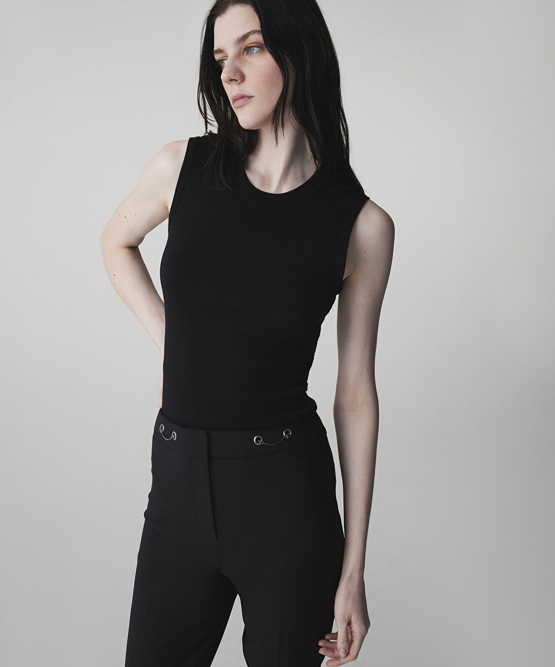 Metal aksesuarlı skinny fit pantolon - IS1260003166001 - Siyah Pantolon