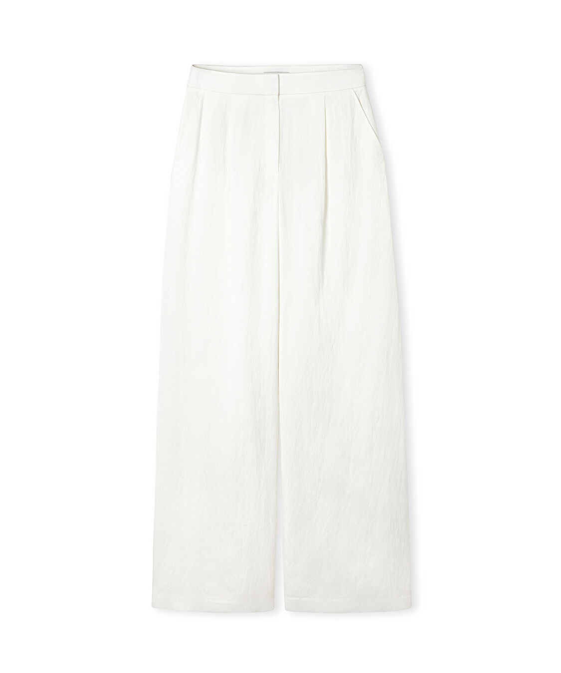 Kırışık efektli wide leg pantolon - IS1260003183082 - Krem Pantolon