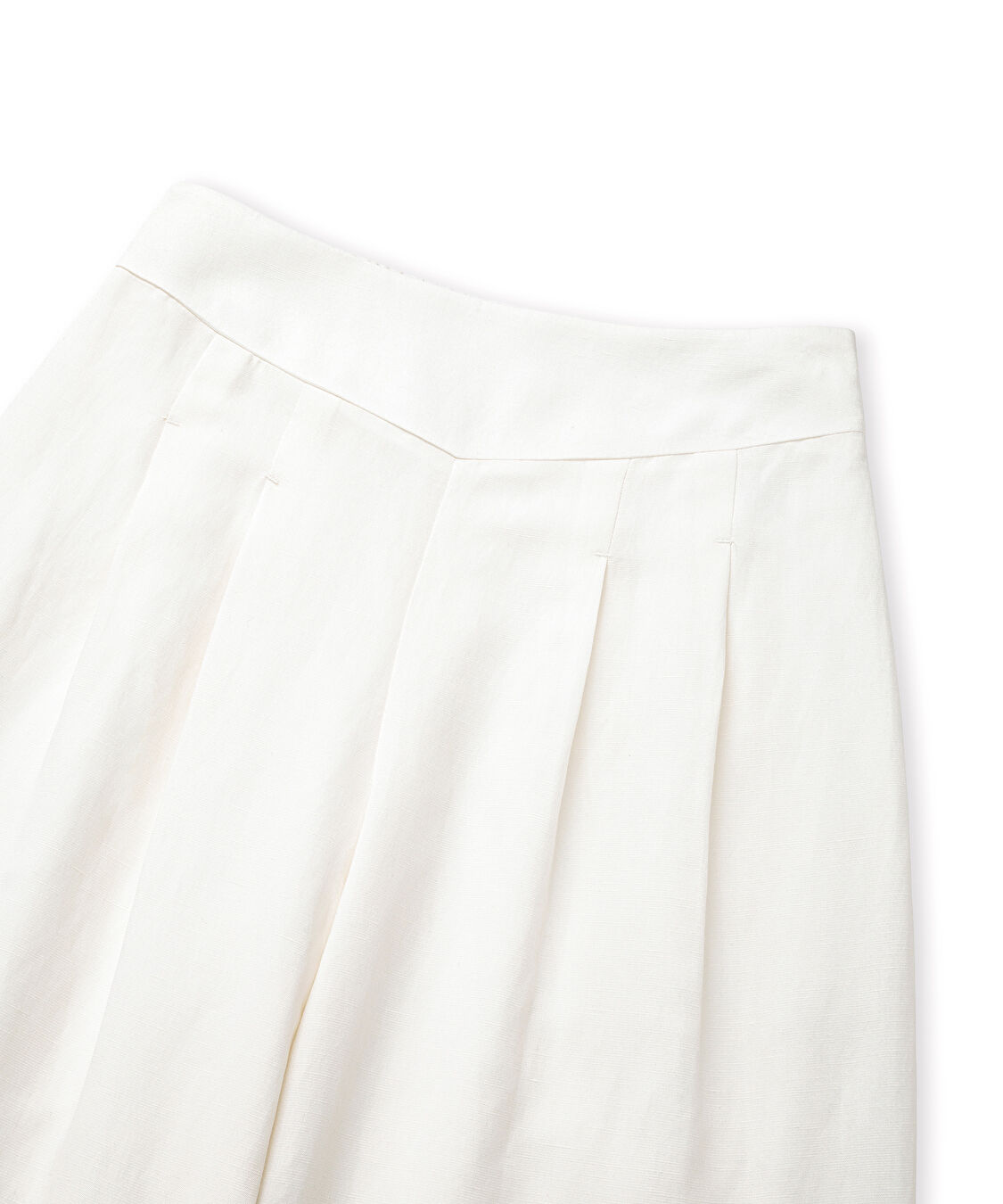 Keten içerikli wide leg fit pantolon - IS1260003186002 - Beyaz Pantolon