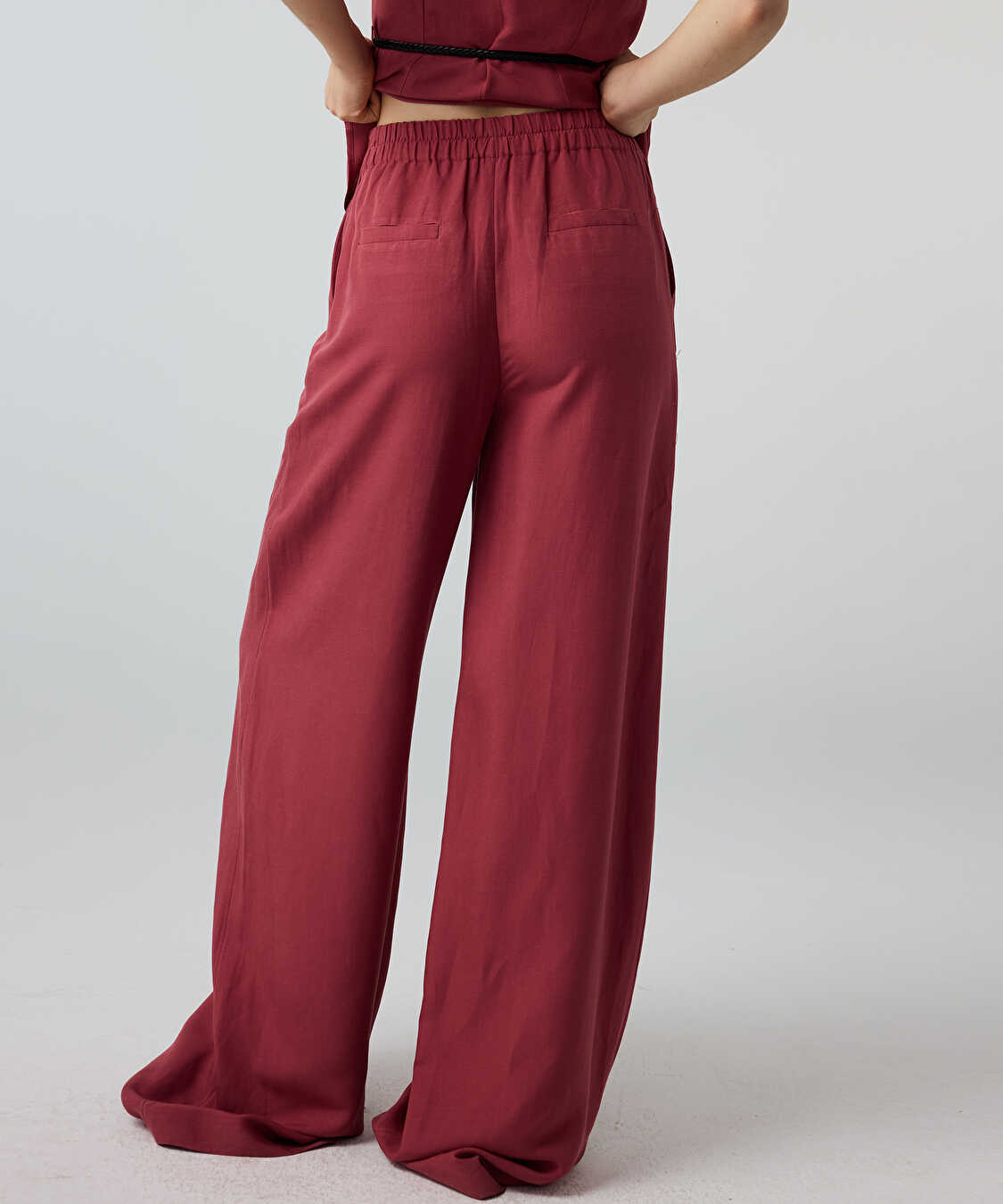 Keten içerikli wide leg pantolon - IS1260003192026 - Gülkurusu Pantolon