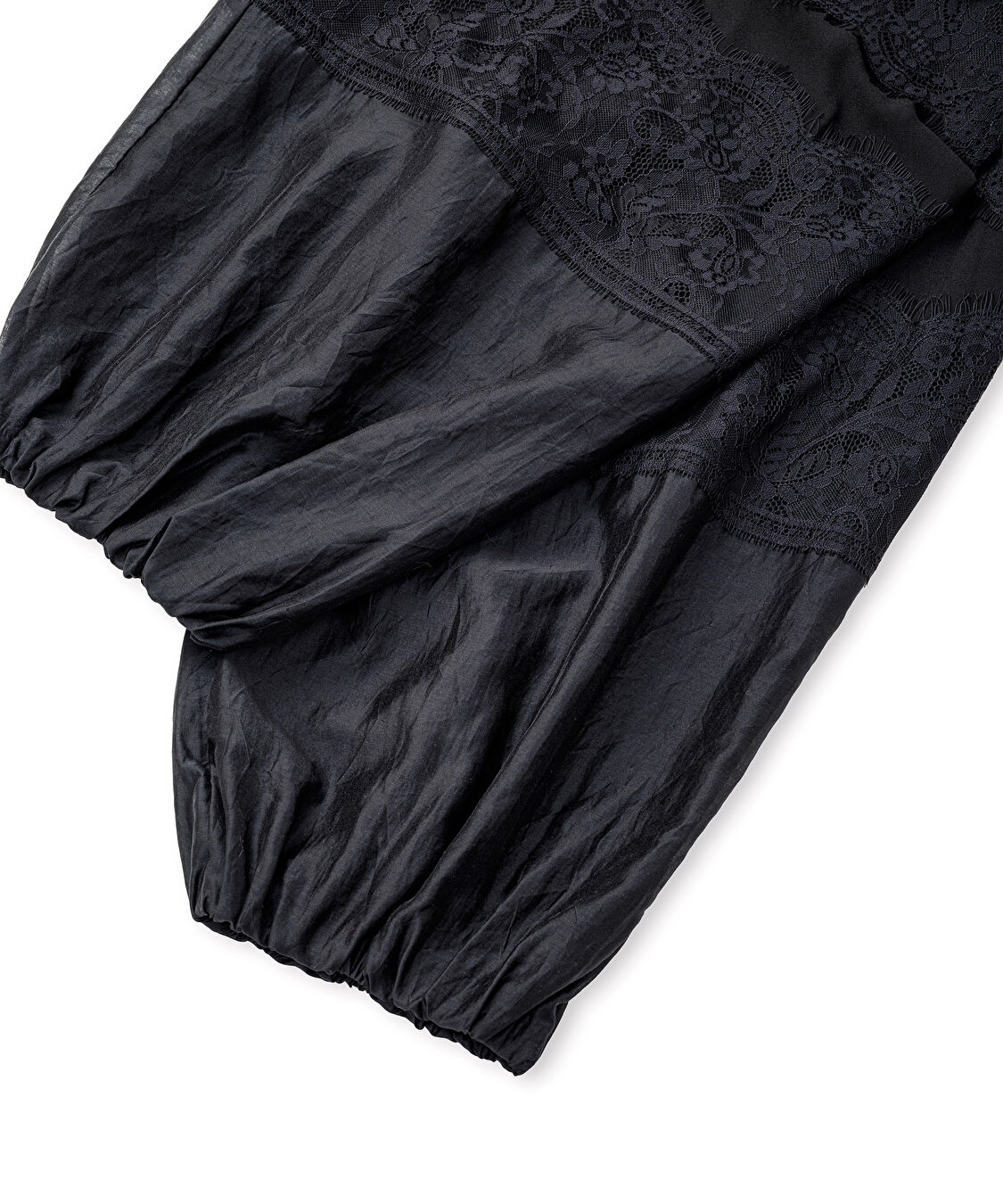 Dantel ve şifon mix pantolon - IS1260003231001 - Siyah Pantolon