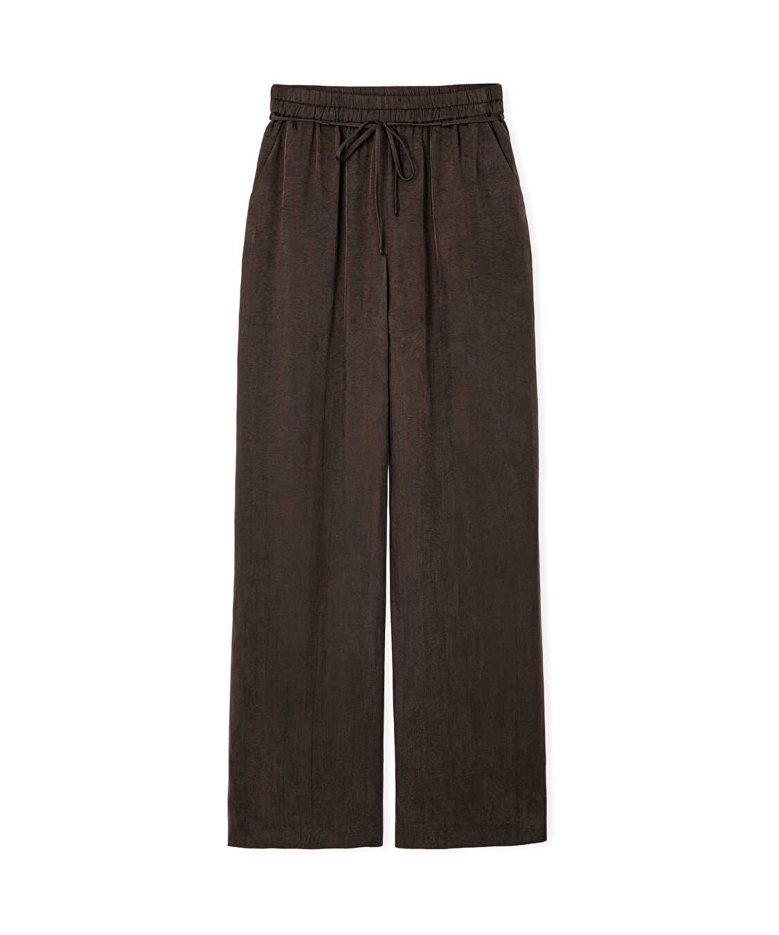 Parlak dokulu wide leg pantolon - IS1260003245074 - Kahverengi Pantolon