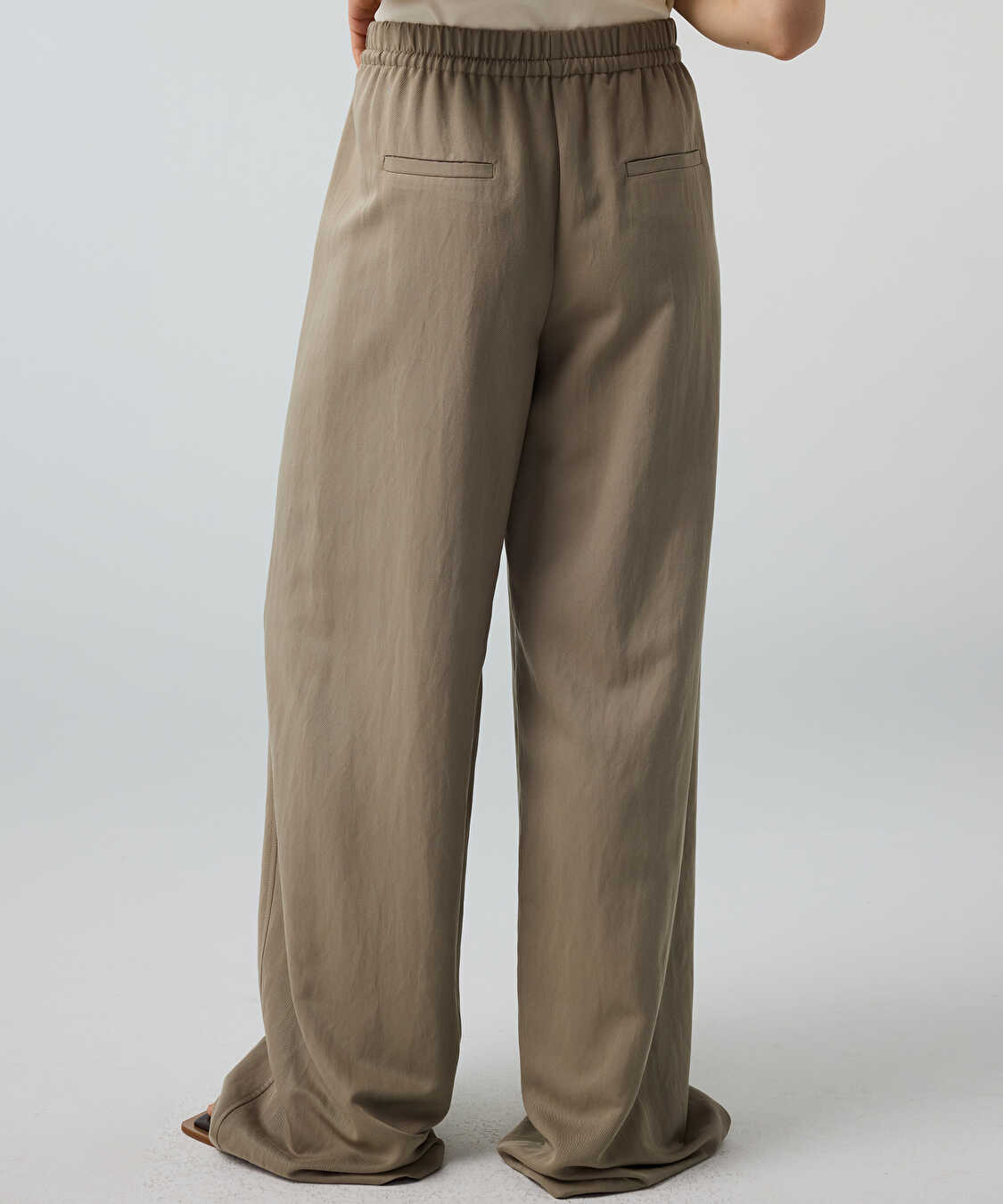 Belden bağlamalı wide leg pantolon - IS1260003249176 - Açık Haki Pantolon