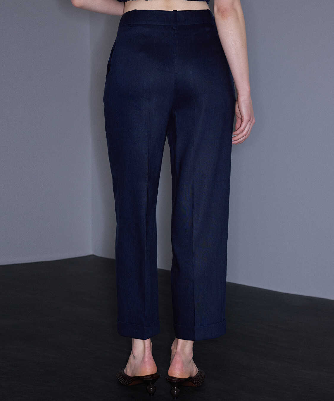 Ütü izli duble paça pantolon - IS1260003373015 - Lacivert Pantolon