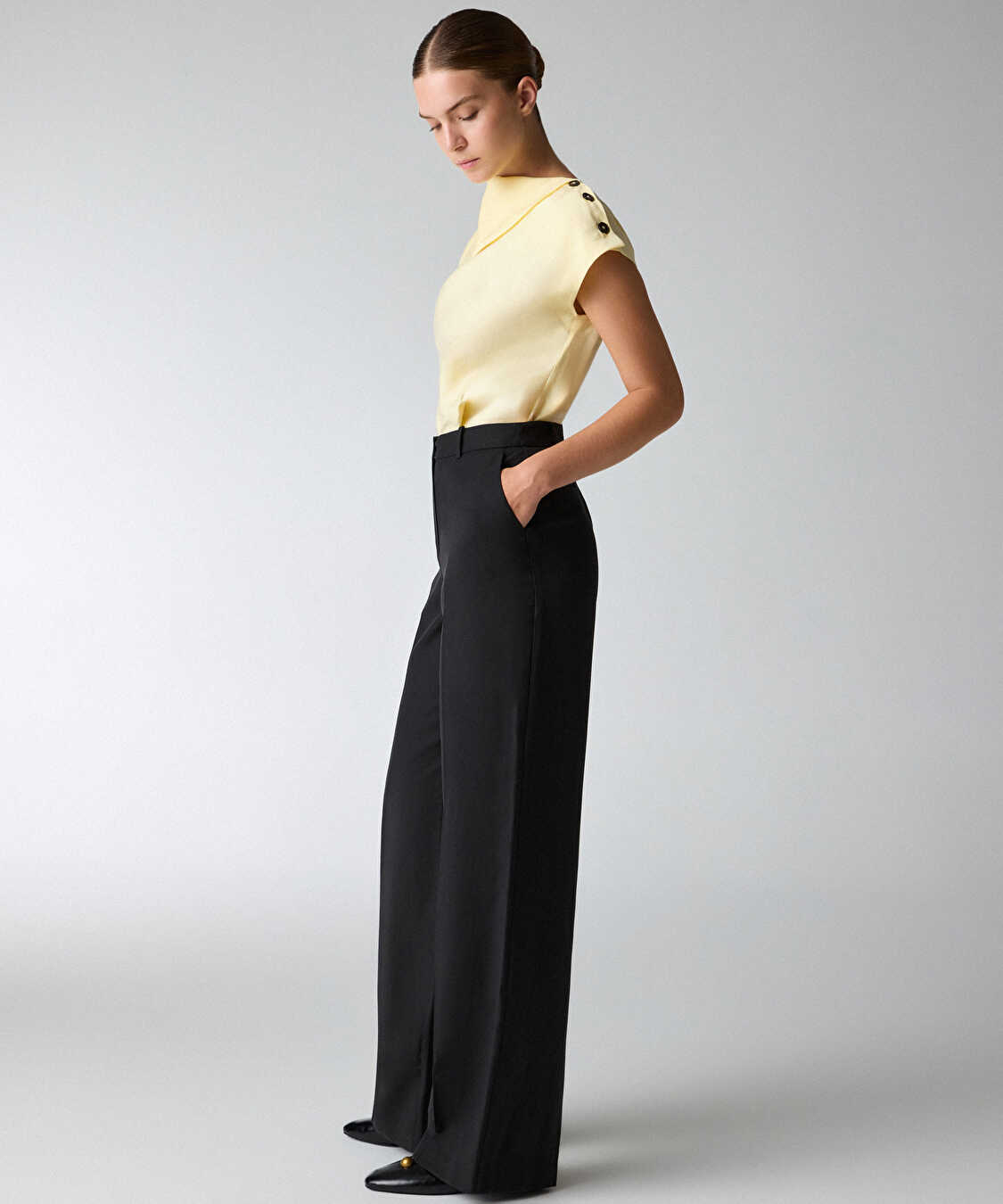 Wide leg pantolon - IS1260003412001 - Siyah Pantolon