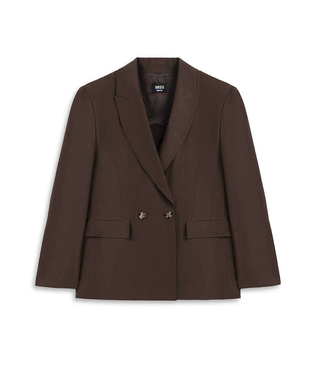 Vatkalı kruvaze blazer - IS1260005048074 - Kahverengi Ceket