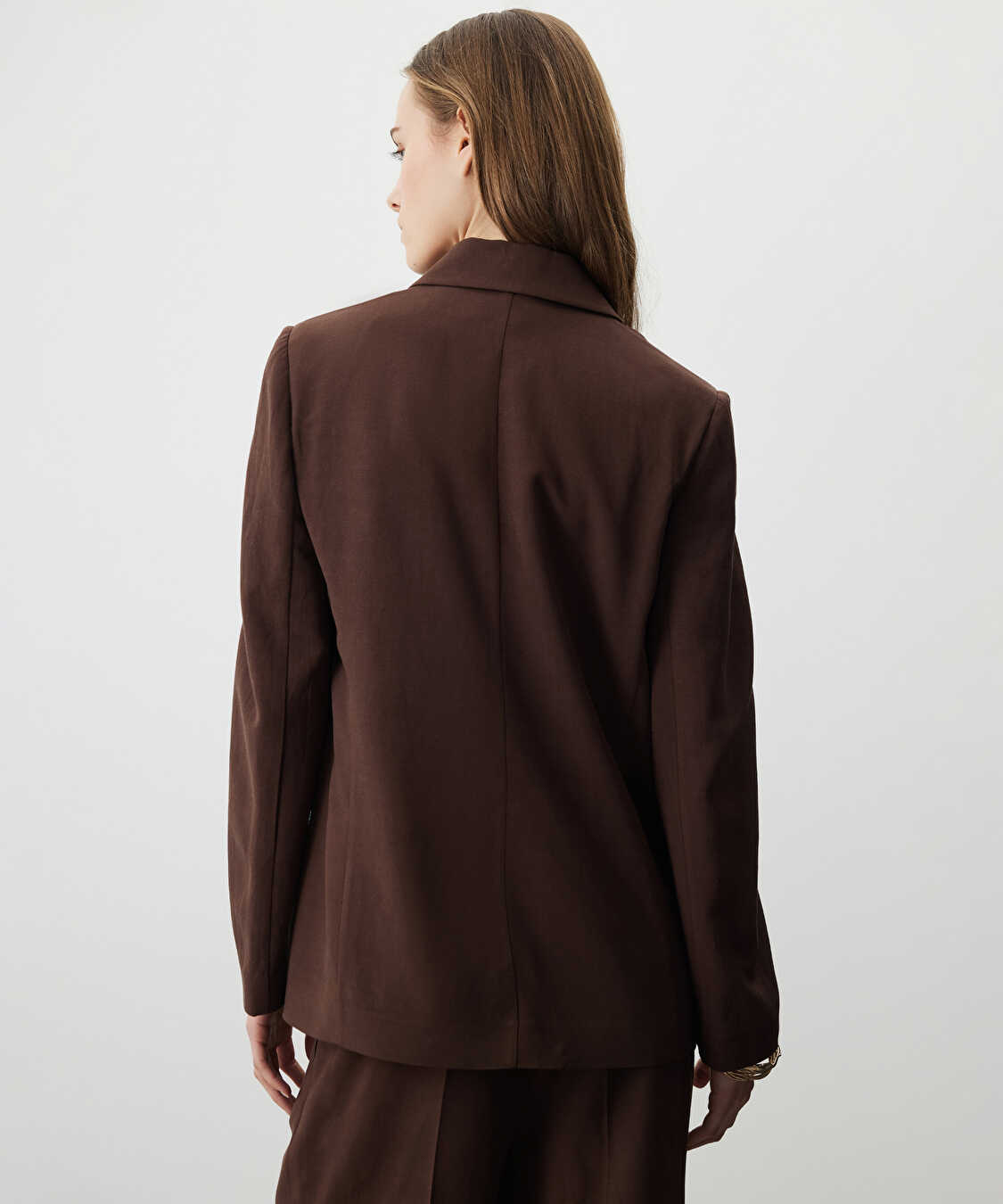 Vatkalı kruvaze blazer - IS1260005048074 - Kahverengi Ceket