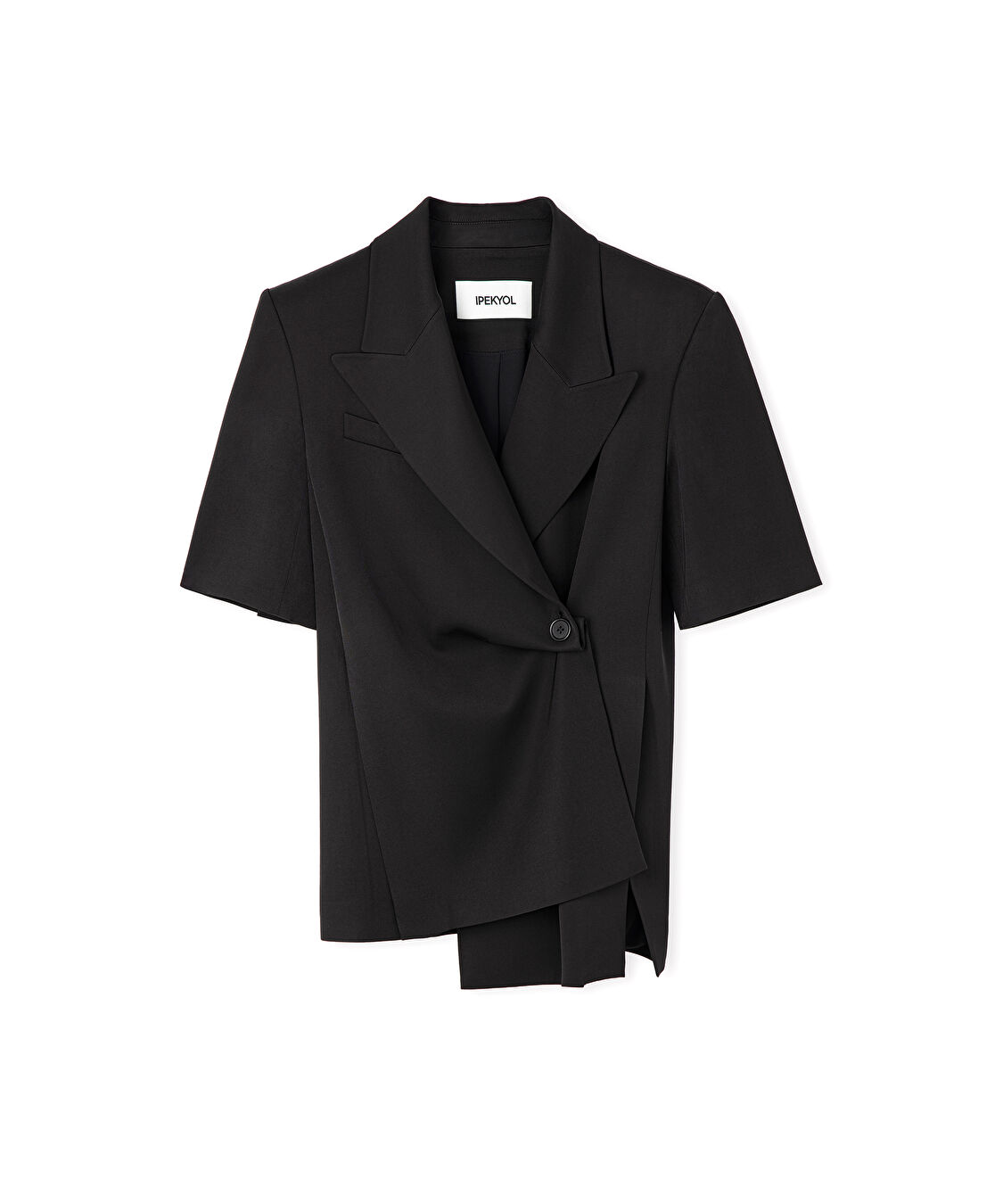 Vatkalı asimetrik blazer - IS1260005099001 - Siyah Ceket