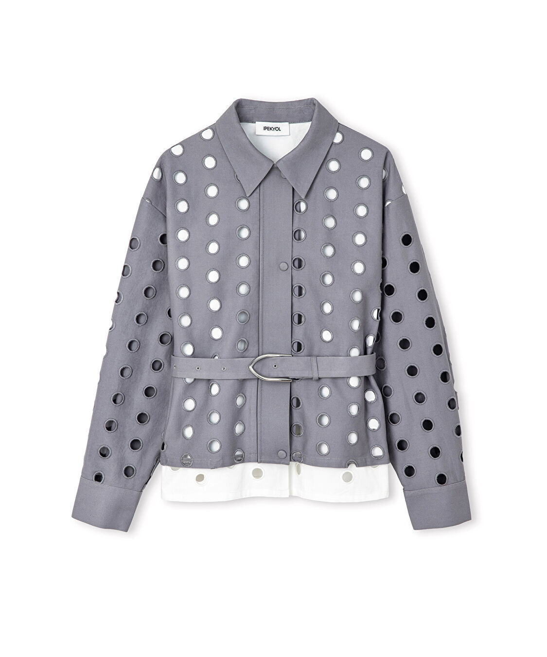 Non denim ve poplin mix ceket - IS1260005105005 - Gri Ceket