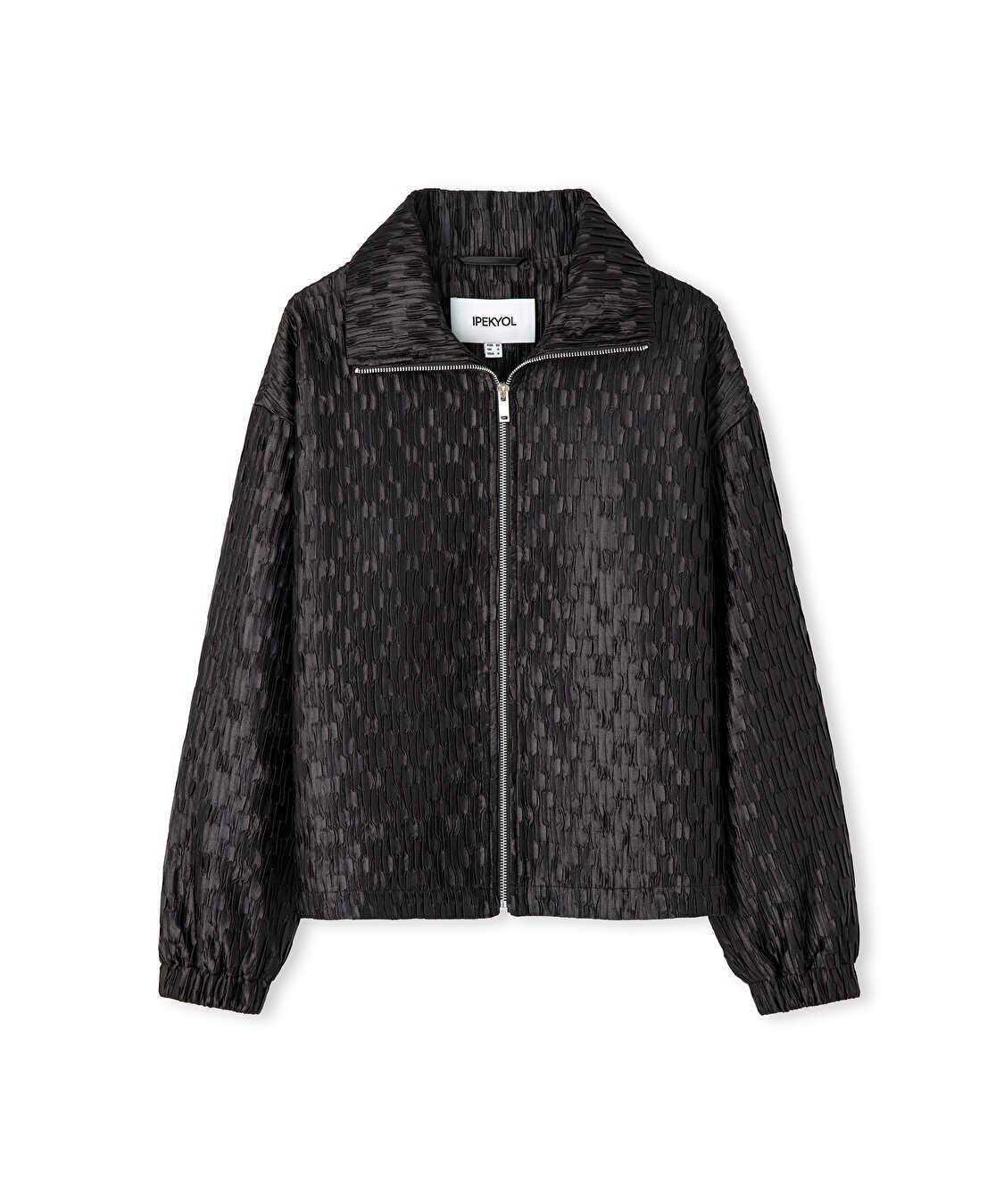 Dokulu bomber mont - IS1260012027001 - Siyah Mont
