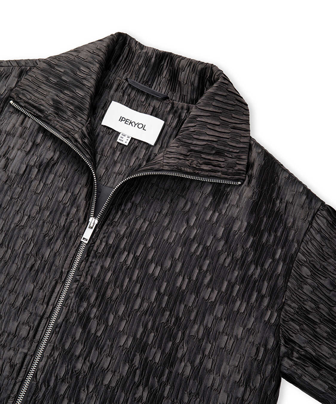 Dokulu bomber mont - IS1260012027001 - Siyah Mont