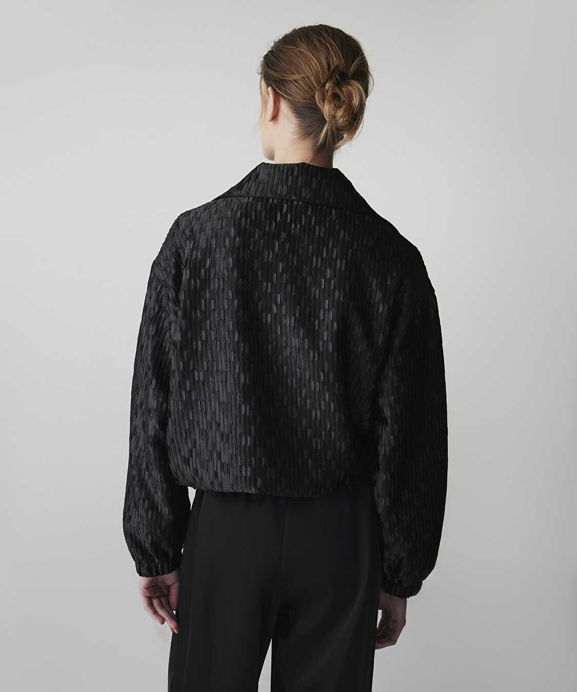 Dokulu bomber mont - IS1260012027001 - Siyah Mont
