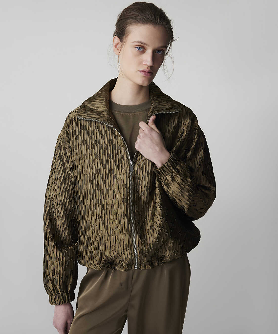 Dokulu bomber mont - IS1260012027022 - Haki Mont