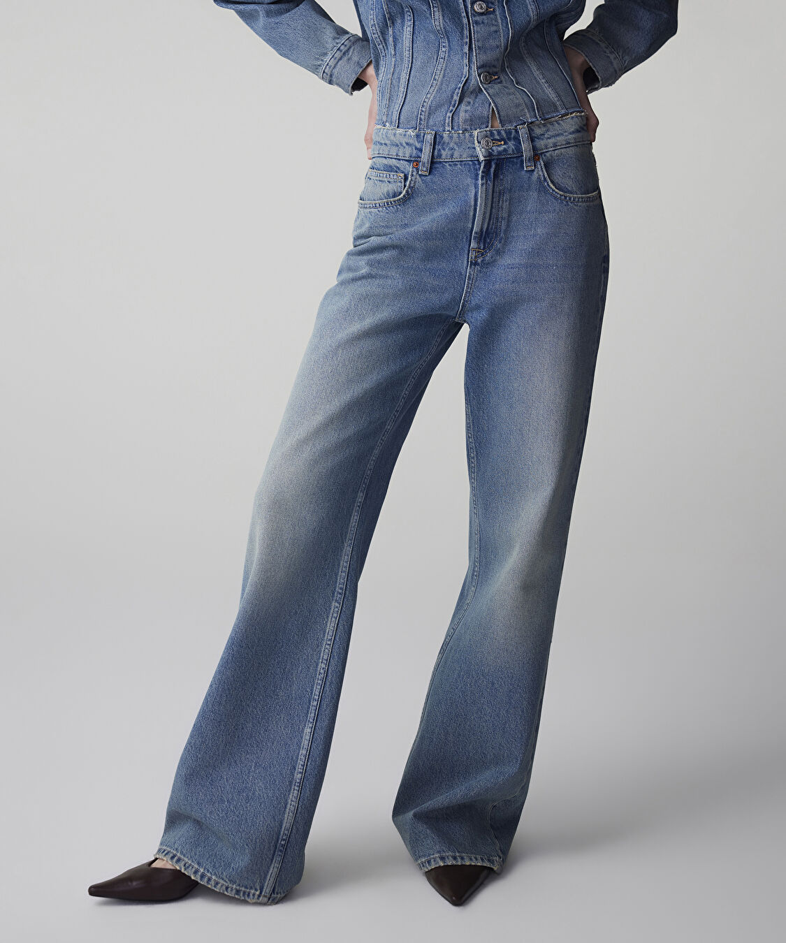 Wide leg jean pantolon - IS1260018005CC2 - Açık İndigo Jean Pantolon