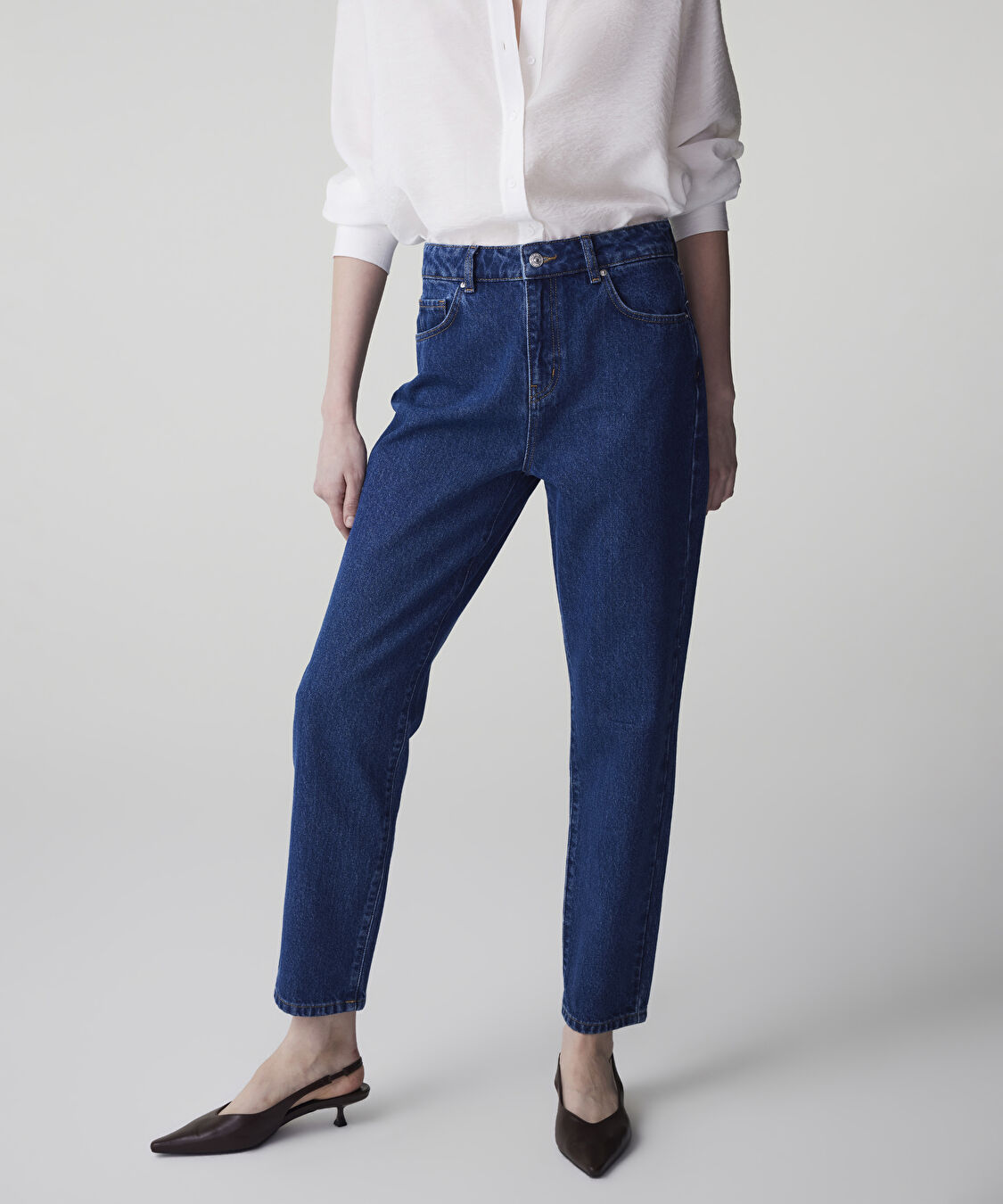 Mom fit jean pantolon - IS1260018009AC7 - Koyu İndigo Jean Pantolon