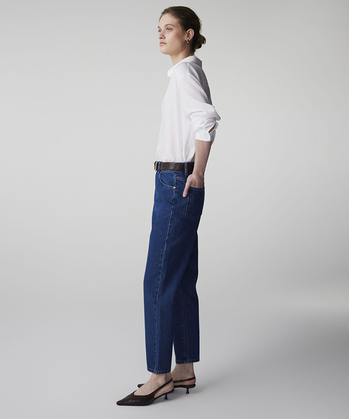Mom fit jean pantolon - IS1260018009AC7 - Koyu İndigo Jean Pantolon