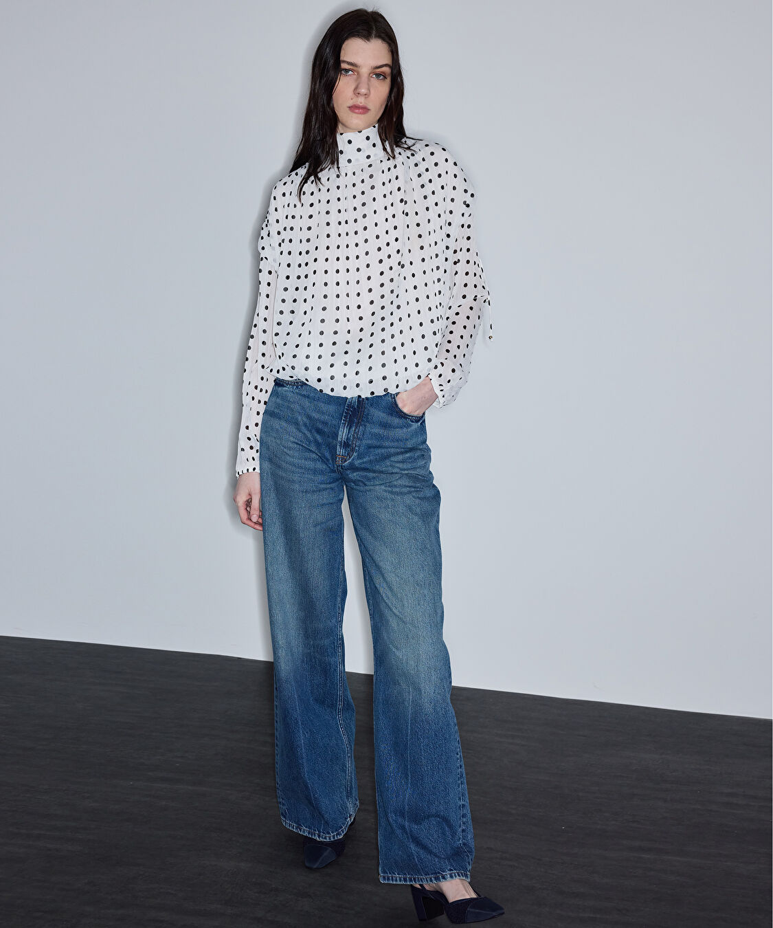 Wide leg jean pantolon - IS1260018014629 - İndigo Jean Pantolon