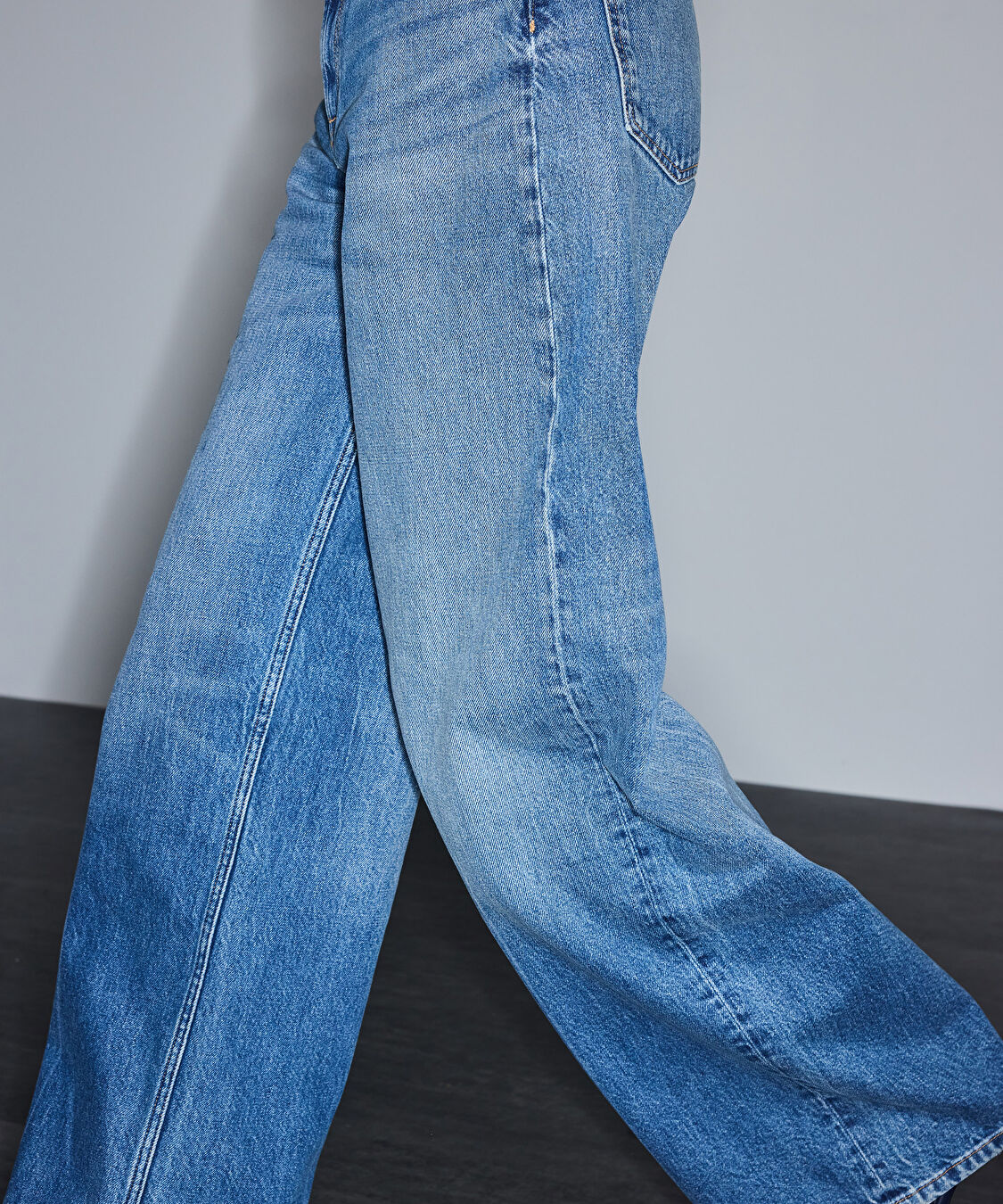 Wide leg jean pantolon - IS1260018014629 - İndigo Jean Pantolon