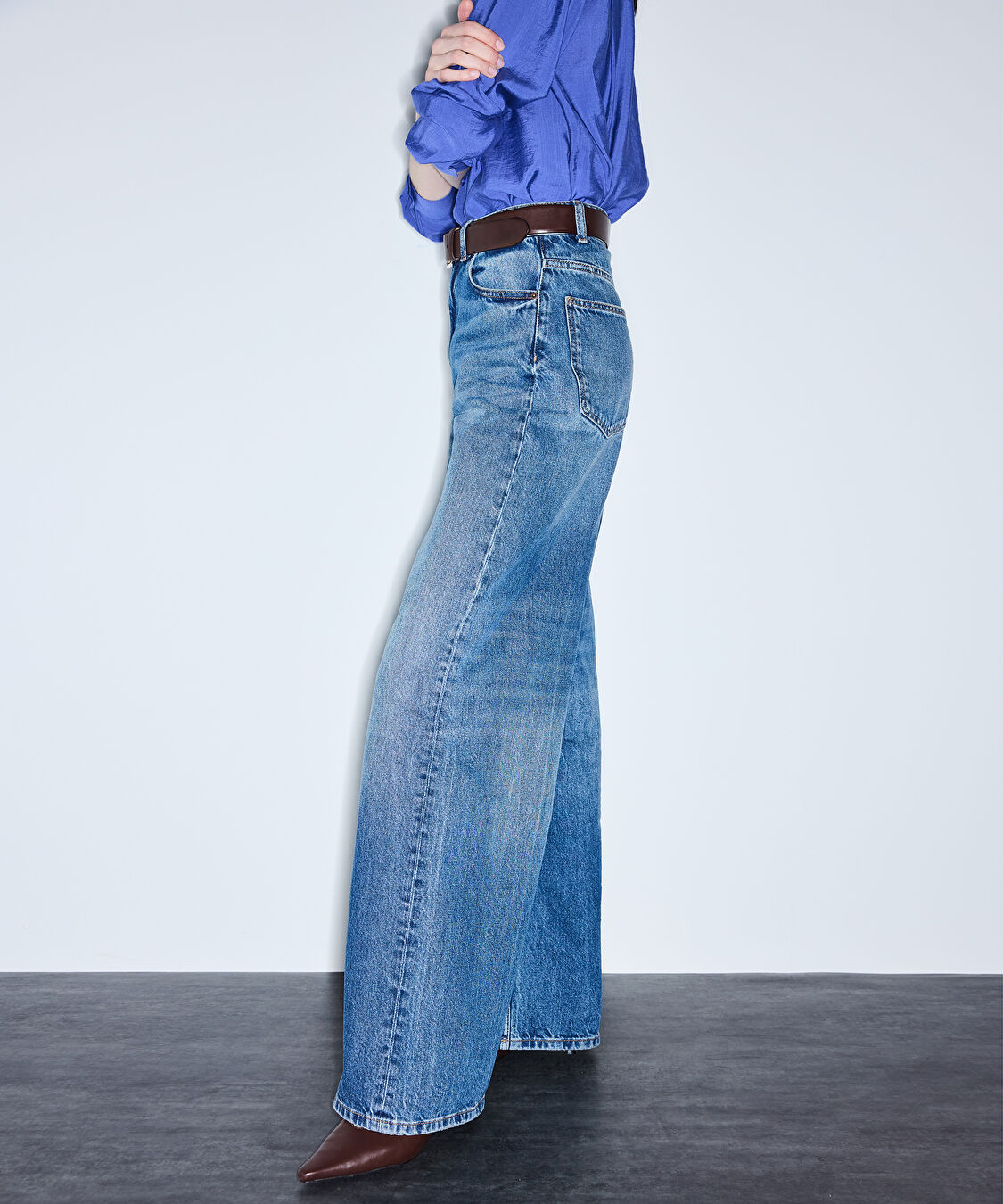 Wide leg fit jean pantolon - IS1260018023629 - İndigo Jean Pantolon