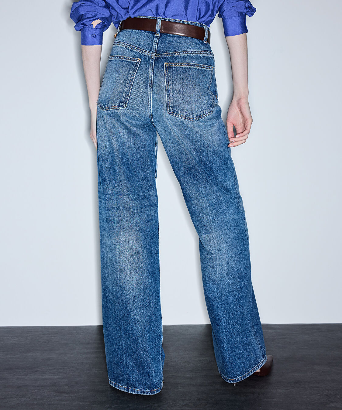 Wide leg fit jean pantolon - IS1260018023629 - İndigo Jean Pantolon