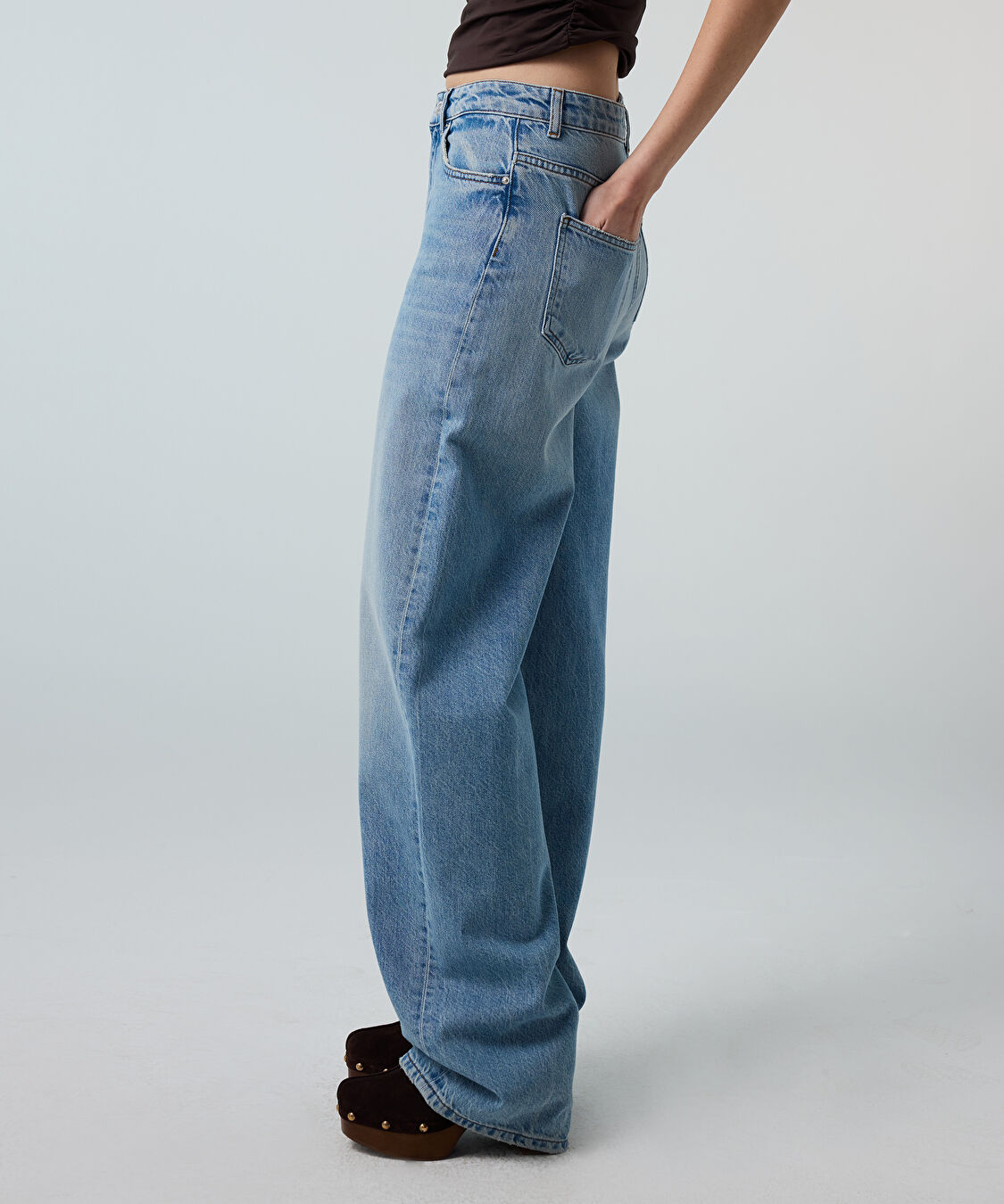 Wide leg jean pantolon - IS1260018024CC2 - Açık İndigo Jean Pantolon