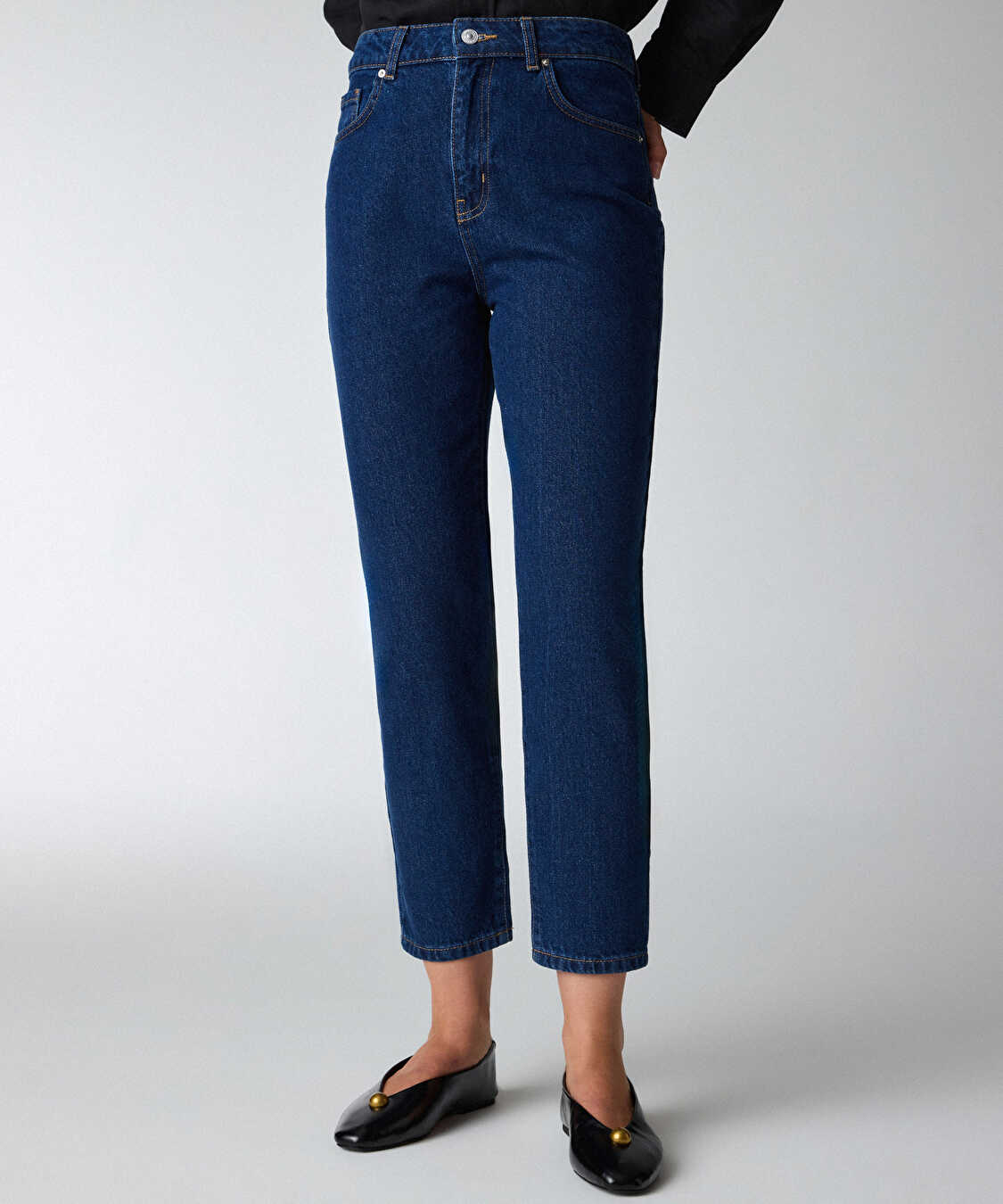 Mom fit jean pantolon - IS1260018086AC7 - Koyu İndigo Jean Pantolon