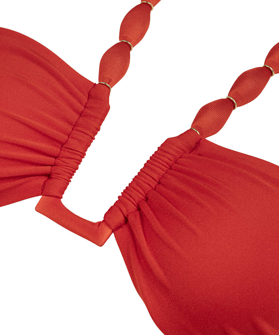 Karma aksesuarlı büzgülü bikini seti - IS1260038018034 - Kırmızı Bikini